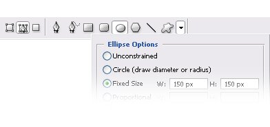 Photoshop tutorials. Ellipse options.